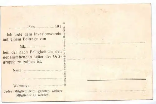 Ak Propaganda Englischer Invasionsverein 1915