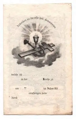 Heiligenbild Andenken Kommunion um 1850 Jesus Andachbild Gebet