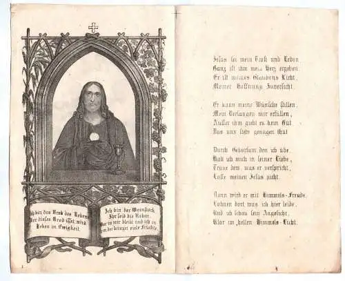 Heiligenbild Andenken Kommunion um 1850 Jesus Andachbild Gebet