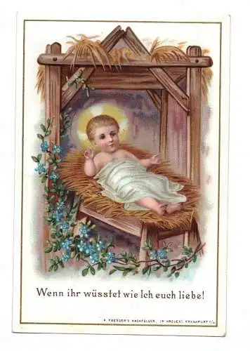 Litho Heiligenbild Liebe Gottes Jesuskind um 1876 Ablaß Piux IX