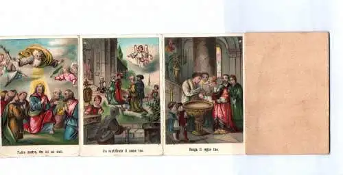Christliches Leporello Jesus Heirat Taufe um 1900 Litho