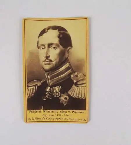 CDV Foto Friedrich Wilhelm III König von Preussen Hirsch Verlag Berlin um 1890