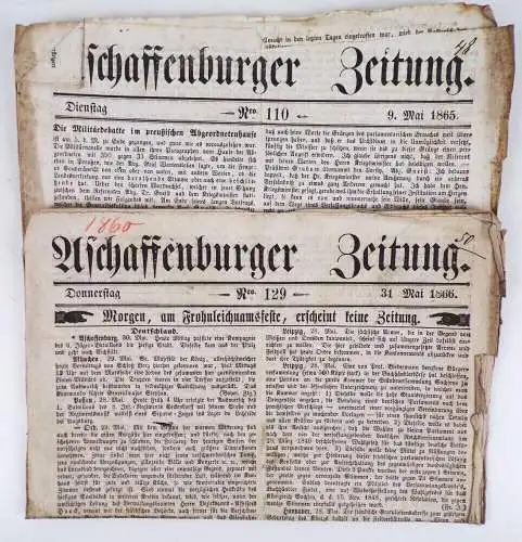 Aschaffenburg er Zeitung 1865 1866