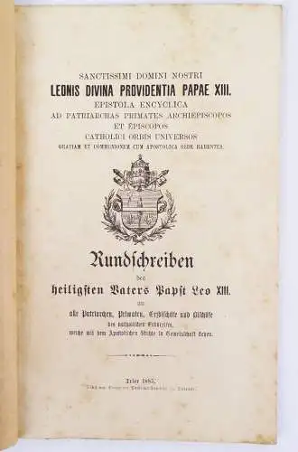 Papst Leo XIII über die Freimauerei Dasbach 1885