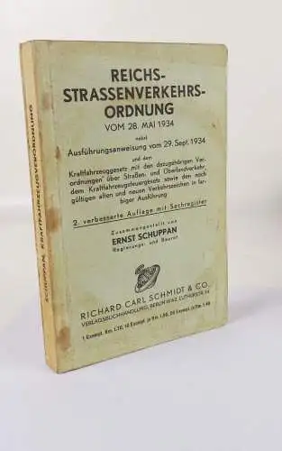 Reichsstraßenverkehrsordnung 1934 Ernst Schuppan Recht Buch