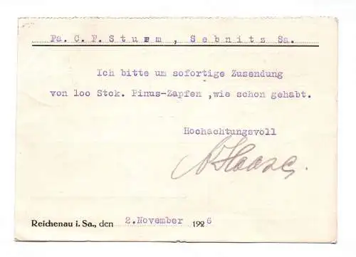Postkarte Carl Haase Reichenau in Sachsen Erdbeeren Massenzucht 1926