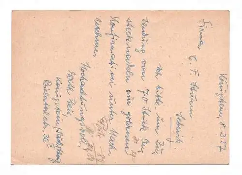 DDR Ganzsache  Stempel Königstein Sächsische Schweiz 1957
