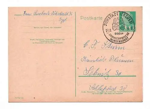 DDR Ganzsache 1958 Jöhstadt Erzgebirge Stempel