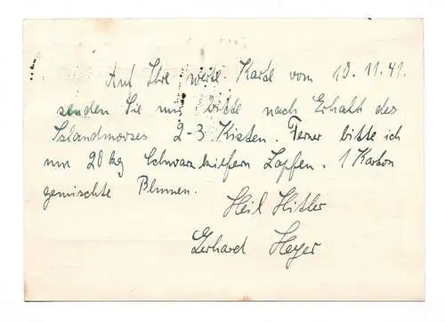 Postkarte Friedhofsgärtnerei Braunschweig 1942