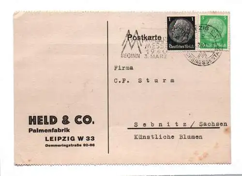 Postkarte Palmenfabrik Leipzig 1940