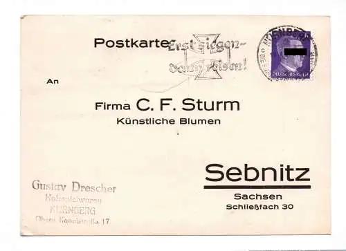 Postkarte Holzspielwaren Nürnberg 1942