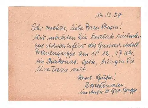DDR Ganzsache 1958 Stempel Sebnitz