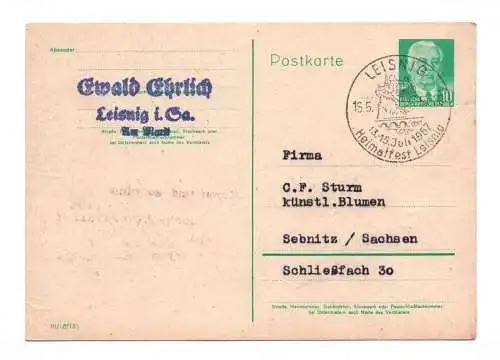 DDR Ganzsache Stempel Leisnig 1957