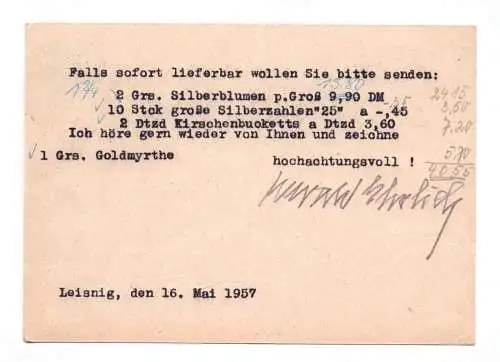 DDR Ganzsache Stempel Leisnig 1957