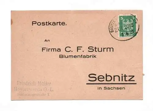 Postkarte Friedrich Müller Hoyerswerda 1925