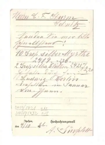 Postkarte A. Güsfeldt Itzehoe Putz und Modewaren 1926