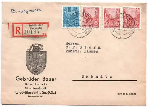 R-Brief Großröhrsdorf Oberlausitz 1953