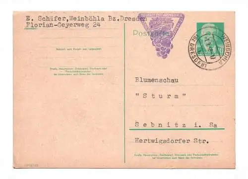 DDR Ganzsache 1958 Weinböhla