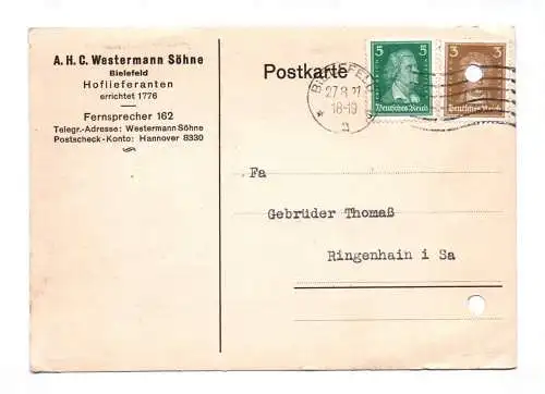 Postkarte A. H. C. Westermann Söhne Bielefeld 1927