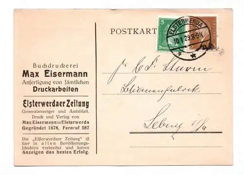 Postkarte Buchdruckerei Max Eisermann Elsterwerda 1929