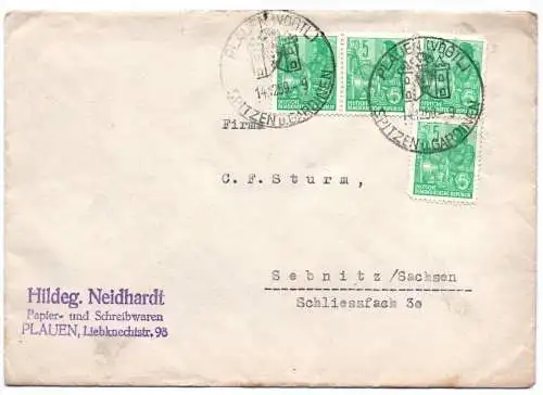 Brief Hildeg. Neidhardt Papier Schreibwaren Plauen 1959