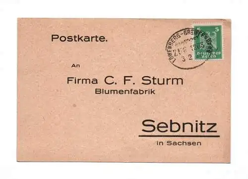 Postkarte 1926 Bahnpost Stempel Löwenberg