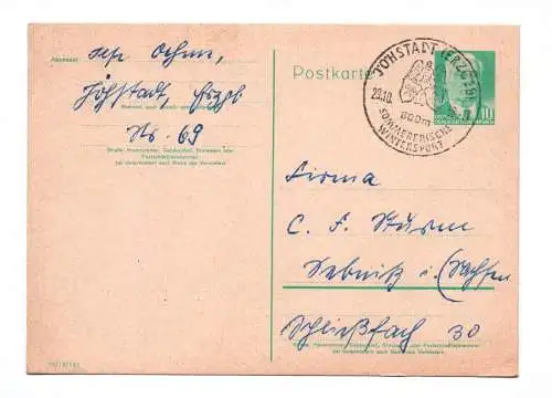 DDR Ganzsache Jöhstadt Erzgebirge Stempel 1958