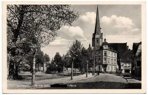 Foto Ak Lützen Partie am Park 1944 Feldpost