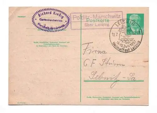 DDR Ganzsache Stempel Leisnig 1957