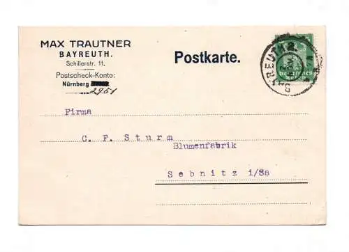 Postkarte Max Trautner Bayreuth 1926