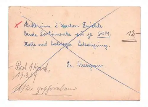 DDR Ganzsache 1958 Stempel Neubrandenburg