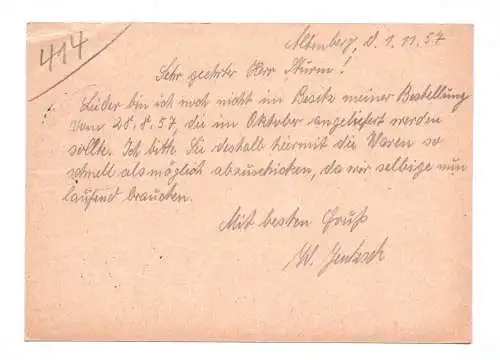 DDR Ganzsache Stempel Altenberg Erzgebirge 1957