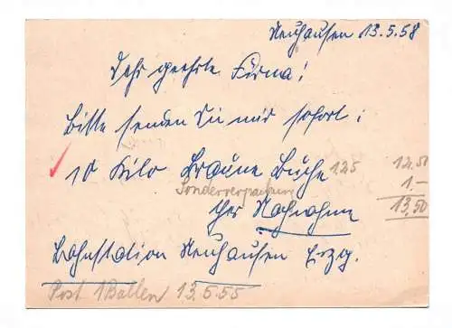 DDR Ganzsache Neuhausen Erzgebirge Stempel 1958