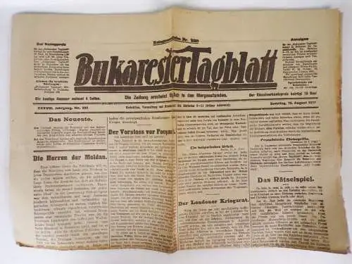 Bukarester Tagblatt Zeitung 1917 Konvolut Bukarest Rumänien