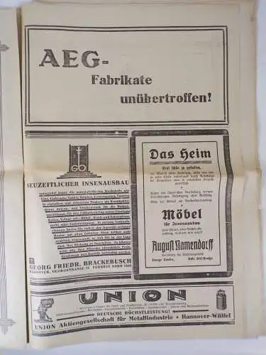 Hannoverscher Kurier  alte Zeitung Hannover um 1915 1920