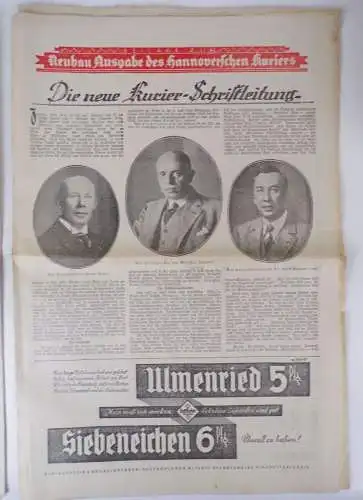 Hannoverscher Kurier  alte Zeitung Hannover um 1915 1920