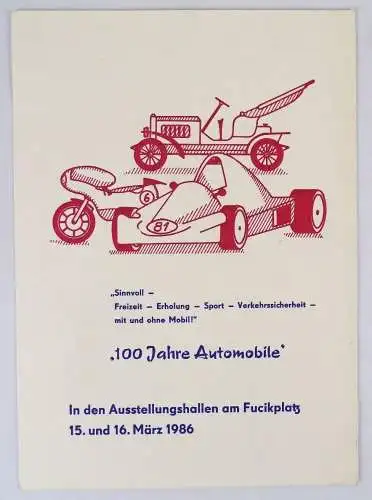 DDR Urkunde 3 Dresdner Motorsportschau ADMV 1986 Oldtimer Dresden