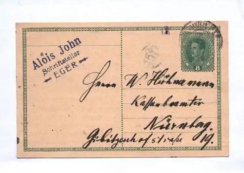 Ganzsache von Schriftsteller Alois John Eger 1918 Autograph