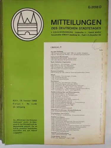 Mitteilungen des deutschen Städtetages Köln Marienburg 1966 1967 1968 1969 Lot