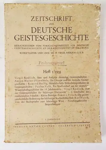 Zeitschrift für Deutsche Geistesgeschichte Heft 1 1935 1 Jahrgang