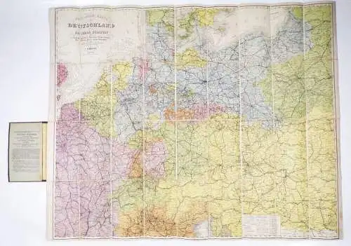 Post und Reise Karte von Deutschland und den Nachbarstaaten 1870 er Handtke