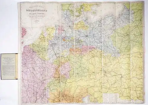 Post und Reise Karte von Deutschland und den Nachbarstaaten 1870 er Handtke