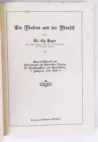 Denkmalpflege auf dem Lande 1906 Sonderdruck Braunschweig Hossfeld Berlin