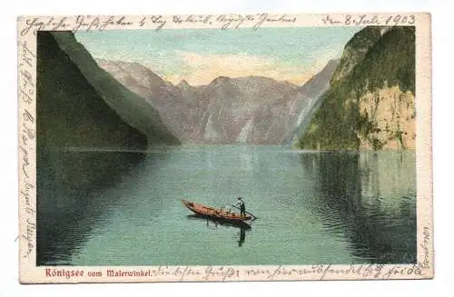 Ak Königsee vom Malerwinkel 1903 Mann im Boot