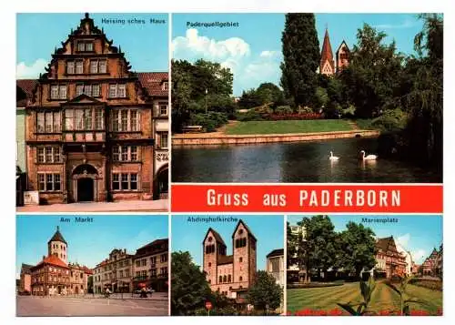 Ak Grüße aus Paderborn Am Markt Paderquellengebiet Abdinghofkirche