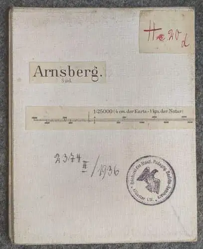 Leinen Karte Arnsberg 1:25000 alte Landkarte 1936