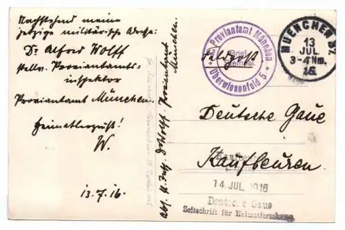 Ak München Widenmayer Strasse Feldpost Stempel Proviantamt Oberwiesenfeld 5  1Wk