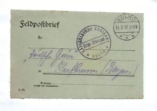 Feldpostbrief 1917 Kaiserliches Kreisamt Kolno