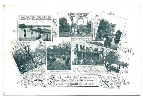 Litho Ak Leipzig Wasewitz Gruß aus dem Erholungsheim Mehrbild