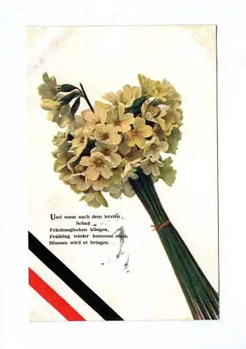 Patriotik Ak 1 Wk Blumen 1917 Kaiserreich WW1